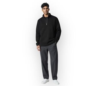 Sons Of Fortune Black Textured Grid Quilted Quarter-Zip Pullover Sweater XL